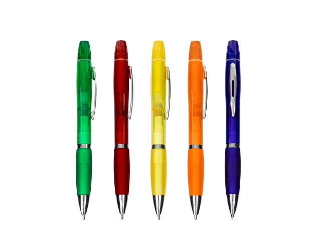 Caneta Pl�stica com Marca Texto Personalizada